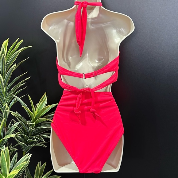 Tempt Me Sweetheart criss cross padded top w/tie back,ruched high waist bottoms - Picture 3 of 10